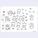Black ink line art drawings of the Uglydoll character, Bossy Bear.