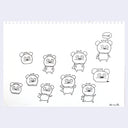 Black ink line art drawings of the Uglydoll character, Bossy Bear.