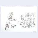 Black ink line art drawings of the Uglydoll character, Bossy Bear.