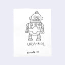 Ink illustration of a small robot called "ura-kol"
