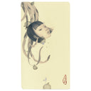 Softly rendered graphite illustration on cream colored paper of a girl's head, floating. Behind her are long feathers with silver leaf.