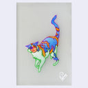 Colorful cat illustration on a gray background