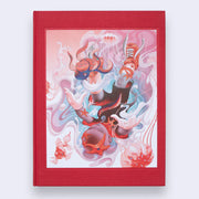 Coral colored hardcover book, with an illustration from James Jean on the front of an upside down boy submerged under water with starfish and jellyfish adorning him.