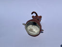 Small ceramic animal figure of a cat or brown tiger or sorts, with a cup as its head.