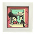 Cartoon illustration of two characters looking out a window with a speech bubble.