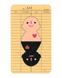 Drawing on top of a library checkout card.