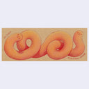 A pink, coiled worm with a head on each end of its body - with text that reads "so sweet, with a mean streak"