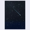 Painting of a starry night sky with a comet trail