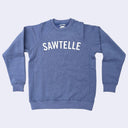 Blue sweatshirt with 'Sawtelle' text on a light blue background