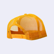 Back view of a mesh hat, with snap size adjustment. 