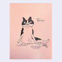 Illustration of a cat with text on a pink background