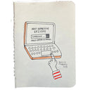 Drawing of a laptop, open with a floating hand pressing down on the trackpad. Text on the screen reads "Next depressive episode loading..."