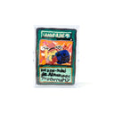 A clear acrylic display case containing a colorful illustrated card or plaque with hand-drawn text and cartoon characters, photographed against a plain white background.