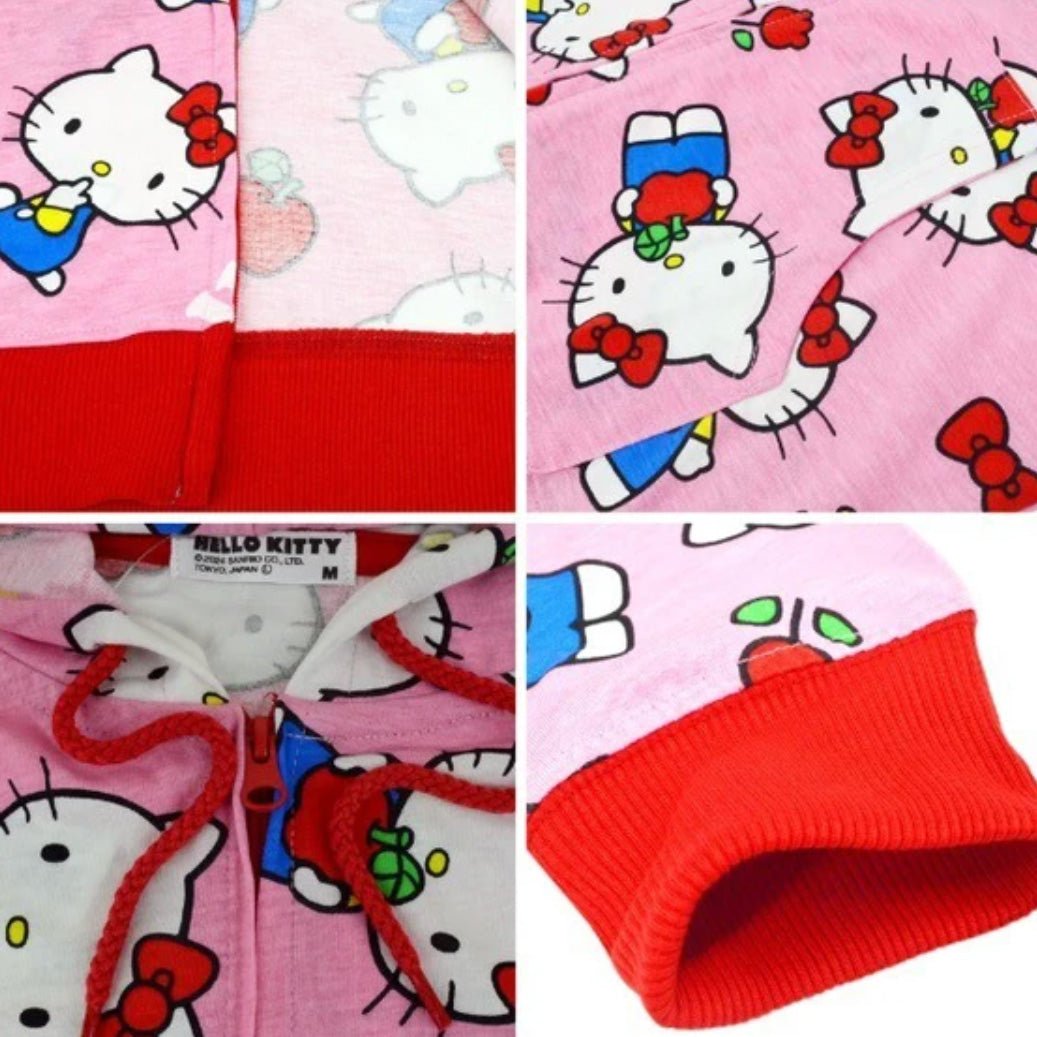 Hello Kitty All-Over-Pattern Zip-up Hoody Jacket (Pink