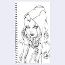 Black line art illustration of a character wearing a hooded jacket with several wires coming off of it.