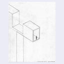 Line drawing of a person inside a geometric structure on a light purple background
