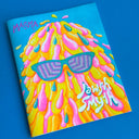 Booklet cover for Magma, a zine with a colorful blob monster with sunglasses.