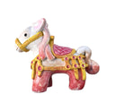 Decorative horse figurine with pink and gold details on a white background