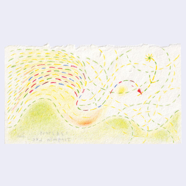 Colored pencil line markings on a transparent paper.