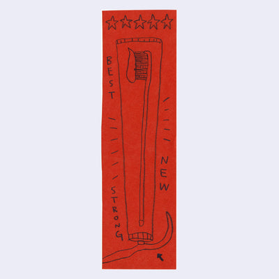 Illustration of a tube of toothpaste on red paper.