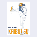 Illustration of a baseball player in action with 'KAIBUTSU' text below.