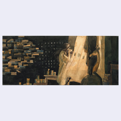 Painting based on a film still from Castaway on the Moon.