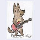Cartoon dog playing a guitar on a white background
