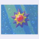 Painting of Starmie, the Pokemon, under water with bubbles and light beaming through the water.