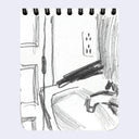 Stylistically messy illustration of a sink, with an electrical outlet in the corner. 