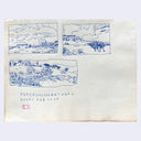 Hand-drawn landscape illustrations on a textured paper with text 'Fort Funston Between Rains Feb 2026' and a signature.