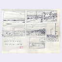 Collection of black line drawings on a white background with 'Sunset Dunes March 2026' text.