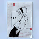 Drawing on a piece of paper of a girl wearing a headband and a cropped short sleeve hooded jacket.