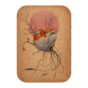 Painting of a floating koi fish head, with tendrils coming off of it and branches as antlers.