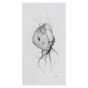 Pencil drawing of an egg with a koi fish mask, covering most of its form, with tendrils coming out.