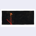 Abstract artwork with red and orange elements on a black background