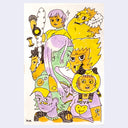 Colorful marker illustration of several cartoon portraits of people.