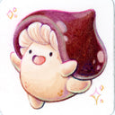 Cartoon mushroom character, prancing happily.