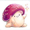 Cartoon style illustration of a mushroom character, doing the splits.