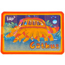 Colorful illustration of a cat-shaped vehicle with 'tap' and 'Catbus' text on a white background