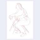 Colored pencil study of someone sitting on a foldable chair.