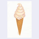 Cartoon ice cream cone with a smiling face on a light purple background