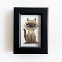 Painting of a brown Siamese cartoon cat.