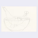 Pencil illustration of a seal inside of a miso soup bowl.