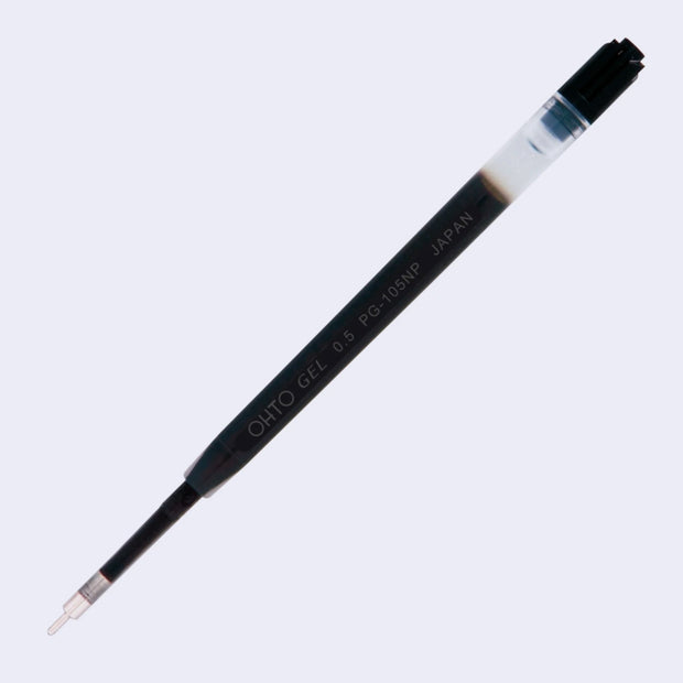 Pen refill cartridge, holding black ink.