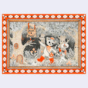 Illustration of 2 cartoon cats, a parent and a child. The parent leads the crying child through a forest to a Los & Found, which contains a frog. The child has a speech bubble with the frog in it overhead.