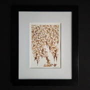 Sepia toned illustration of many simple characters, all stuck to one another and dripping. At the bottom of the scene is a figure standing, pulling the drips off its face.