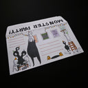 Illustration on envelope of monsters having a party and hanging up streamers.