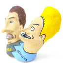 Ceramic sculpture of Beavis and Butthead, seen only from the shoulders up and fused together at the shoulder. 