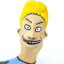 Ceramic sculpture of Beavis and Butthead, seen only from the shoulders up and fused together at the shoulder. 