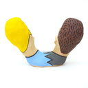 Ceramic sculpture of Beavis and Butthead, seen only from the shoulders up and fused together at the shoulder. 